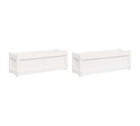 vidaXL Jardineras de exterior 2 unidades madera maciza de pino blanco