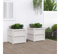 vidaXL Jardineras de exterior 2 unidades madera maciza de pino blanco