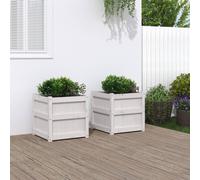 vidaXL Jardineras de exterior 2 unidades madera maciza de pino blanco