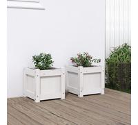 vidaXL Jardineras de exterior 2 unidades madera maciza de pino blanco