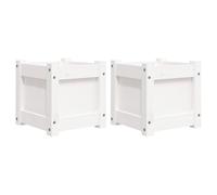 vidaXL Jardineras de exterior Maceteros rectangulares para balcón y terraza pino blanco 2 uds