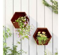 vidaXL Jardineras de Pared 2 uds Acero corten Oxidado 30x10x25 cm, Jardinera de Pared para Exteriores, Jardinera montada en la Pared, Maceta de Pared
