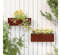 vidaXL Jardineras de pared 2 uds acero corten oxidado 53x10x17 cm, jardinera de pared para exteriores, jardinera montada en la pared, de pared