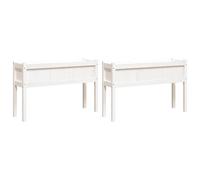 vidaXL Jardineras Exterior con Patas 2 uds, Maceteros Elevados, Macetas de Hierbas Flores, Jardineras Balcón Terraza, Madera Maciza de Pino Blanco