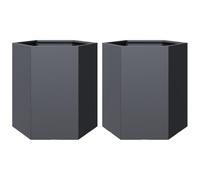 vidaXL Jardineras hexagonales 2 uds acero antracita 46x40x45 cm