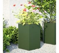 vidaXL Jardineras hexagonales 2 uds acero verde oliva 46x40x45 cm