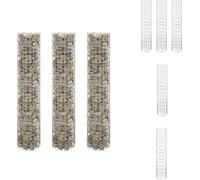 vidaXL Jardineras tipo gavión, 3 unidades, redondas, de acero galvanizado, Ø30x150 cm - Macetas y jardineras