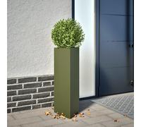 vidaXL Jardineras triangulares 2 uds acero verde oliva 30x26x75 cm