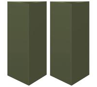 vidaXL Jardineras triangulares 2 uds acero verde oliva 40x34,5x70 cm en color Acero/Verde/Acero/Negro/Acero/Antracita y más