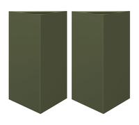 vidaXL Jardineras triangulares 2 uds acero verde oliva 50x43x75 cm