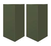 vidaXL Jardineras triangulares 2 uds acero verde oliva 50x43x75 cm
