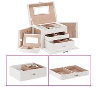 vidaXL Joyero de 3 niveles con espejo y cerradura blanco 26x18x17,5 cm