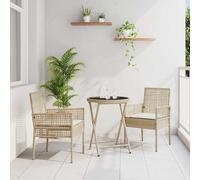 vidaXL Juego Bistro de Jardín 3 pcs Beige ratán sintético