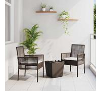Juego Bistro De Jardín 3 Pcs Marrón Ratán Sintético Vidaxl