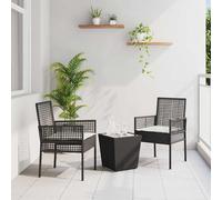 vidaXL Juego Bistro de Jardín 3 uds. Negro ratán sintético