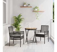 Juego Bistro De Jardín 3 Pcs Negro Ratán Sintético Vidaxl