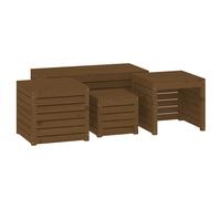 vidaXL Juego cajas de jardín 4 pzs madera maciza pino gris marrón miel
