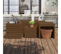 vidaXL Juego cajas de jardín 4 pzs madera maciza pino gris marrón miel