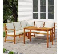 Juego comedor de jardín 4 pzas con cojines madera maciza acacia