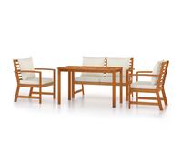 vidaXL Juego comedor de jardín 4 pzas con cojines madera maciza acacia
