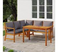 Juego Comedor De Jardín 4 Pzas Con Cojines Madera Maciza Acacia Vidaxl