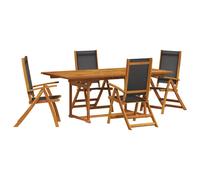 vidaXL Juego comedor de jardín 5 pzas madera maciza acacia y textileno