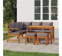 vidaXL Juego comedor de jardín 6 pzas con cojines madera maciza acacia