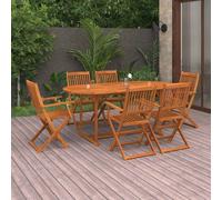 vidaXL Juego comedor de jardín 7 pzas madera maciza acacia 180x90x75cm