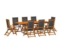 vidaXL Juego comedor de jardín 9 pzas madera maciza acacia y textileno