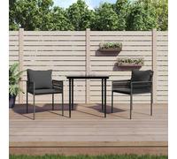 vidaXL Juego comedor jardín 3 piezas y cojines ratán sintético y acero