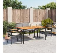 vidaXL Juego comedor jardín 4 piezas con cojines ratán sintético negro