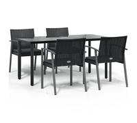 vidaXL Juego comedor jardín 5 piezas y cojines ratán sintético y acero