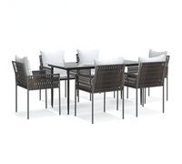vidaXL Juego comedor jardín 7 piezas y cojines ratán sintético y acero