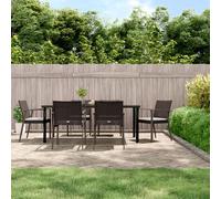 vidaXL Juego comedor jardín 7 piezas y cojines ratán sintético y acero