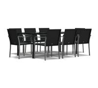 vidaXL Juego comedor jardín 9 piezas y cojines ratán sintético y acero