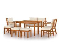 vidaXL Juego comedor jardín con cojines 9 piezas madera maciza acacia