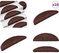 vidaXL: Juego de 10 escalones antideslizantes, 56x17x3 cm, color marrón. Alfombras para escaleras, protectores para escaleras, tapetes para escaleras
