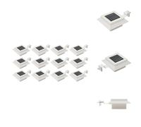 vidaXL Juego de 12 luces solares rectangulares LED, 12 cm, color blanco - Iluminación exterior