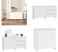 vidaXL, juego de 2 muebles aparador, color blanco, fabricado en material de madera. Incluye: aparador, aparadores, aparador-buffet, armario de almacenamiento