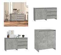vidaXL, juego de 2 muebles aparador, color gris cemento, material de madera. Incluye: aparador, aparadores, aparador-buffet, armario de almacenamiento