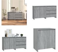 vidaXL, juego de 2 muebles aparador, color gris Sonoma, fabricado en material de imitación madera. Incluye: aparador, aparadores, aparador-buffet, armario de almacenamiento