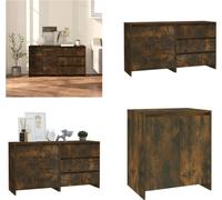 vidaXL, juego de 2 muebles aparador, madera laminada color roble ahumado - Aparador - Aparadores - Aparador-buffet - Armario de almacenamiento