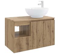 vidaXL Juego de 2 muebles de baño, estilo artesanal, chapa de madera en color roble