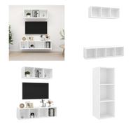 vidaXL Juego de 2 muebles para TV blancos, fabricados en material de madera - Juego de muebles para TV - Juegos de muebles para TV - Juego de muebles para TV colgantes - Juegos de muebles para TV colg