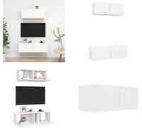 vidaXL Juego de 2 muebles para TV blancos, fabricados en material de madera - Juego de muebles para TV - Juegos de muebles para TV - Juego de muebles para TV colgantes - Juegos de muebles para TV colg