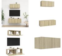 vidaXL Juego de 2 muebles para TV en estilo Sonoma, hechos de material de madera - Juego de muebles para TV - Juegos de muebles para TV - Juego de muebles para TV colgante - Juegos de muebles para TV