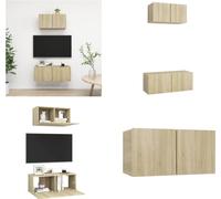 vidaXL Juego de 2 muebles para TV en estilo Sonoma, hechos de material de madera - Juego de muebles para TV - Juegos de muebles para TV - Juego de muebles para TV colgante - Juegos de muebles para TV
