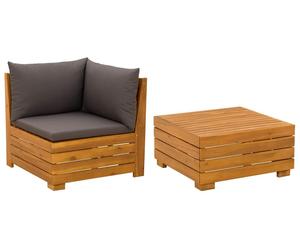 vidaXL Juego de 2 piezas para salón de jardín, fabricado en madera de acacia maciza, color marrón