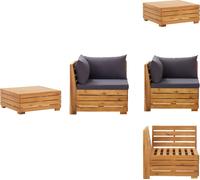 vidaXL Juego de 2 piezas para zona de estar en el jardín con cojines, fabricado en madera de acacia maciza. Incluye elementos para sofá de jardín
