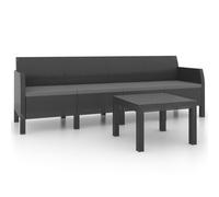 vidaXL Juego de 2 sillones de jardín con cojines, tejido de polipropileno tipo ratán, color gris antracita